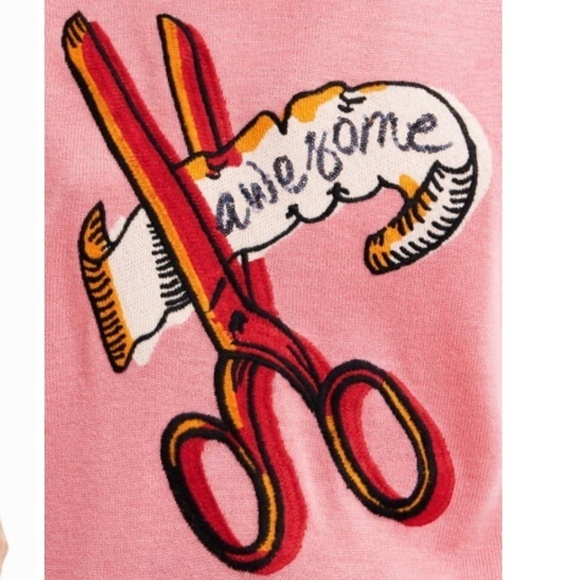 Desigual Awesome Scissors Embroidery Pullover Sweater Size XL - NWT - Picture 4 of 12